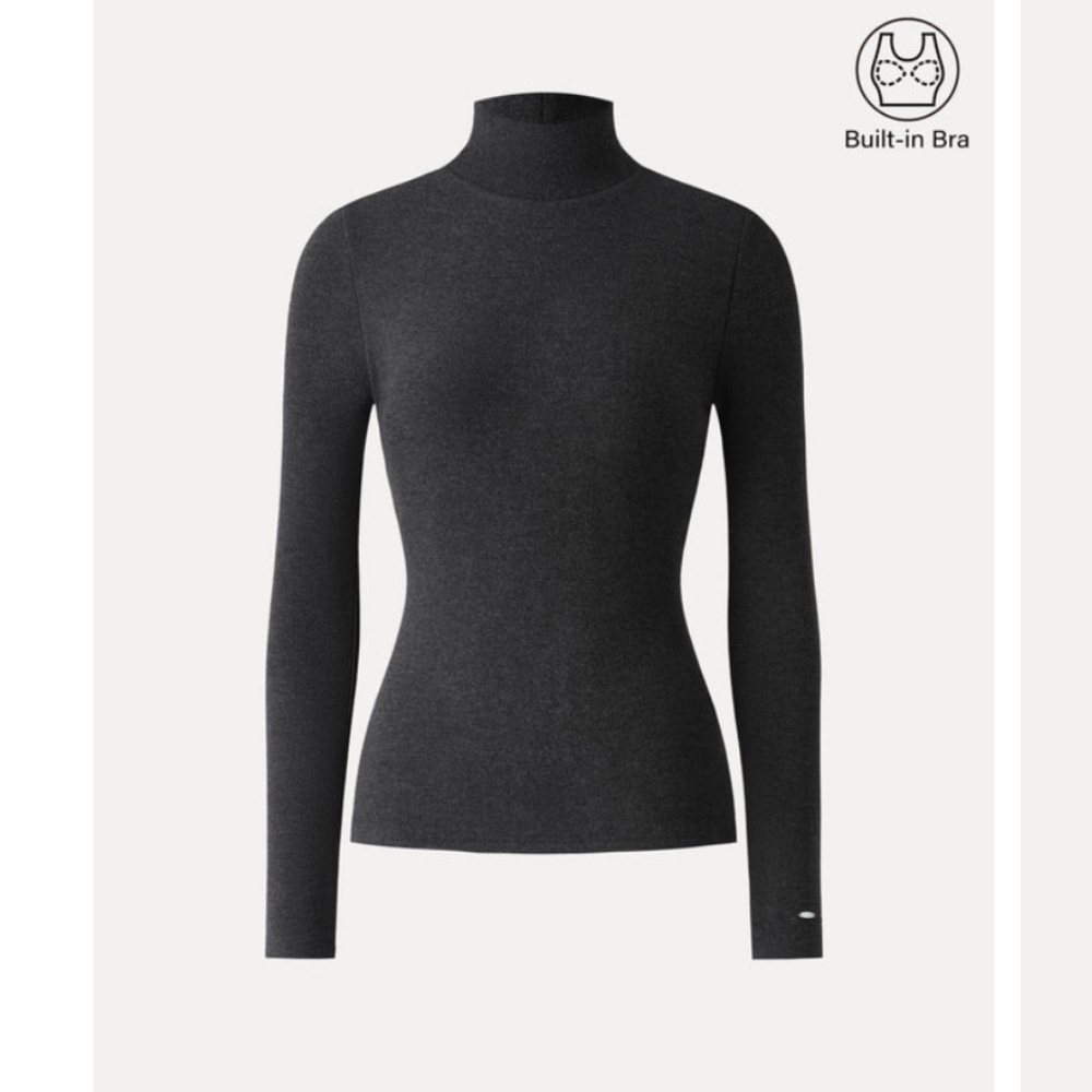 $59 NWT OGL MaxWarm Turtleneck Long Sleeve Brami Heather Black Sz M